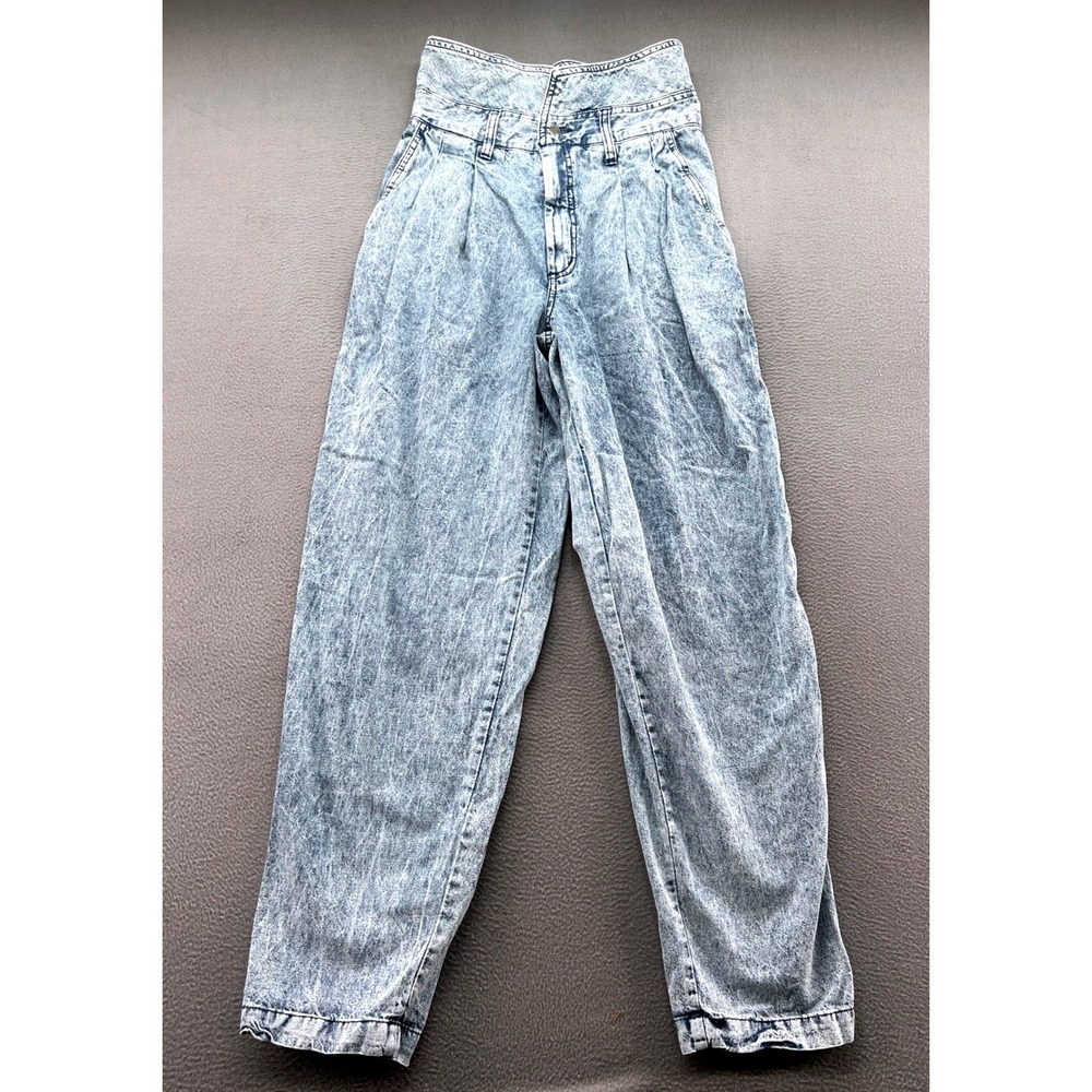 VTG Z. Cavaricci Jeans Women's 28 High Waist Acid Wash Paper Bag Tapered